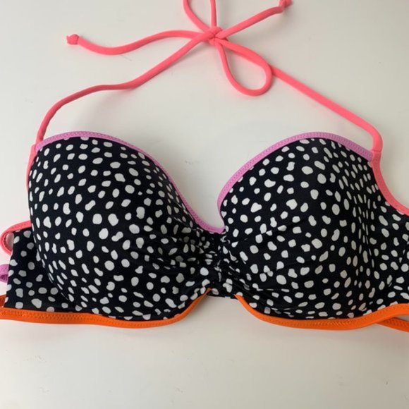 Victoria's Secret Black & White Dotted The Getaway Halter Bikini Top - Picture 6 of 7